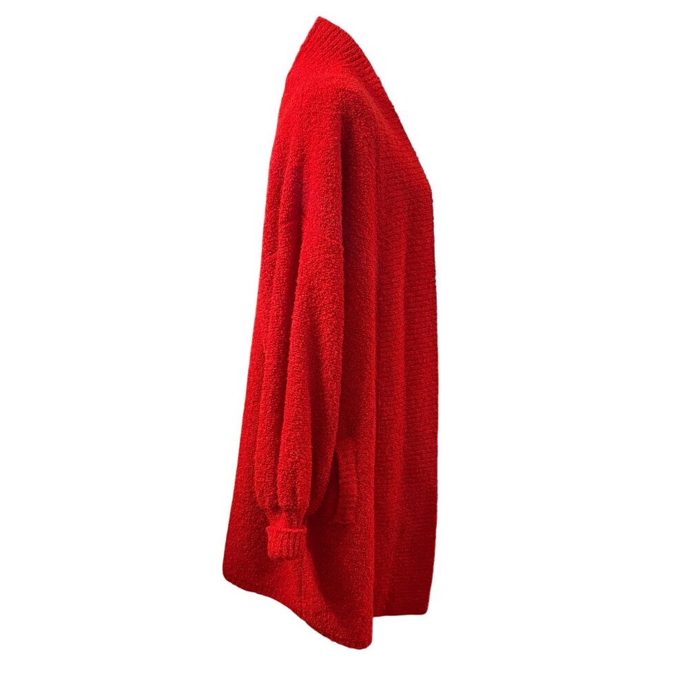 Vintage Le Chois Los Angeles Red Open Front Knit Cardigan Sweater Womens Size L - Picture 4 of 12
